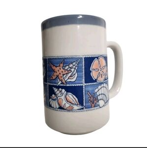 Nautical Ogatiri Japan Coffee Latte Mug Embossed Seashells Large 12 oz Mug 12